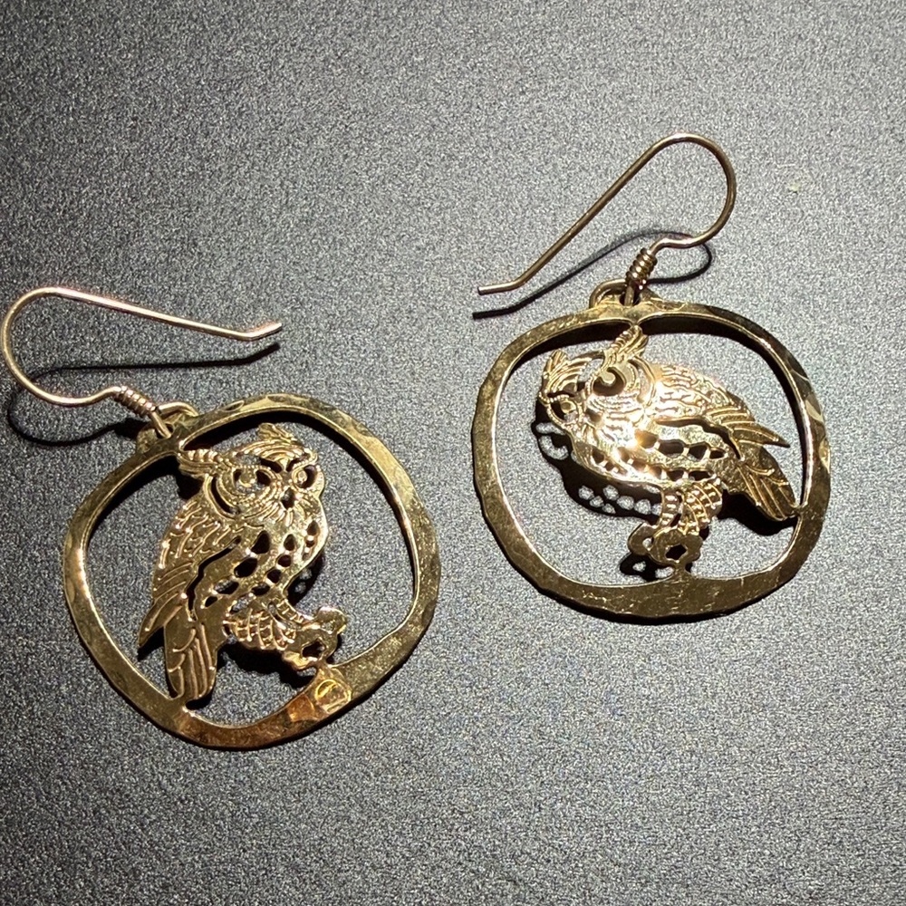 Wild Bryde Gold Owl Drop Hoop Earrings - Elegant Women’s Jewelry (2)